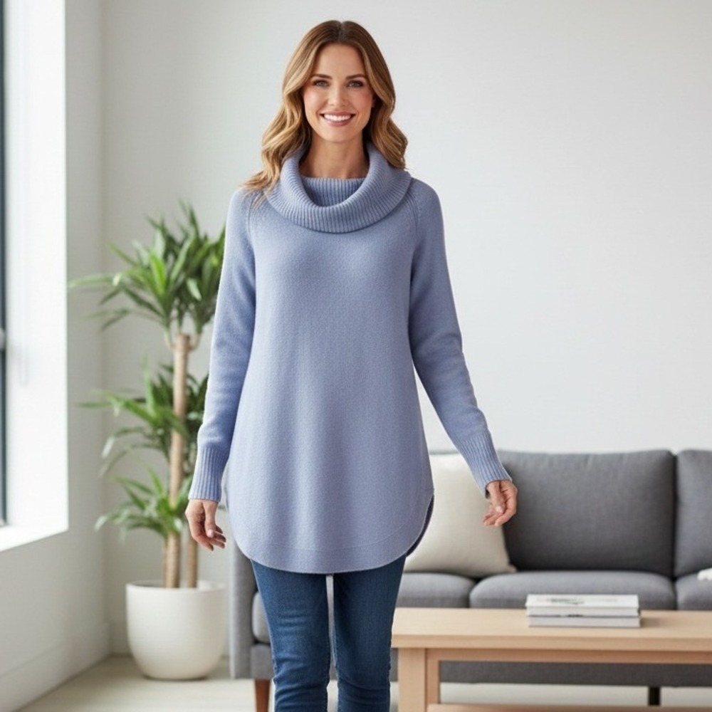Moth by Anthropologie Cowl Neck Tunic Sweater Purple Knit Long Sleeve‎ - Size XS